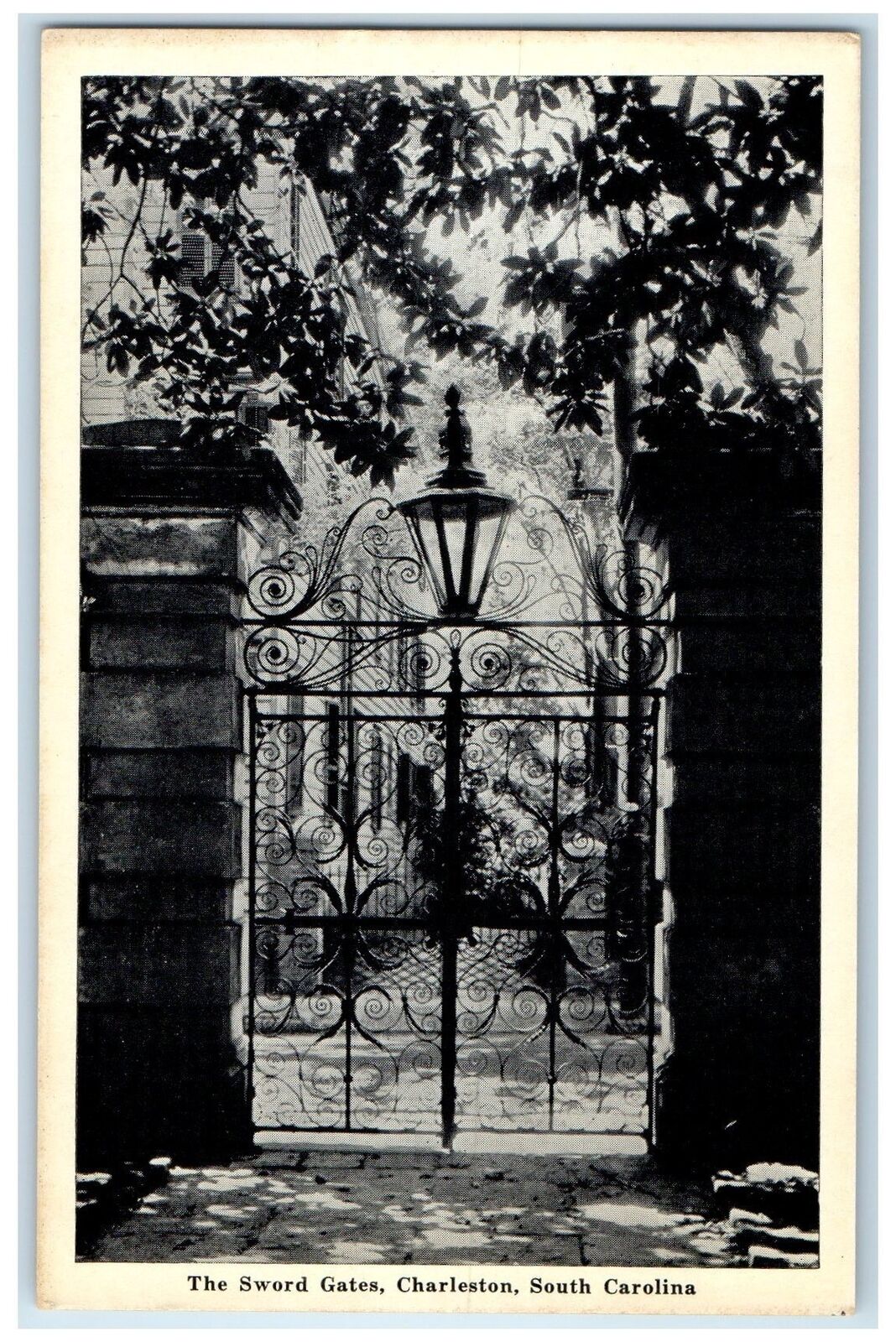 c1940's The Sword Gates Scene Charleston South Carolina SC Unposted Postcard