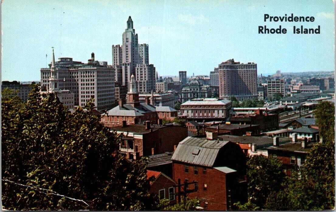 Providence RI Rhode Island Skyline View City Prospect Terrace Vintage Postcard