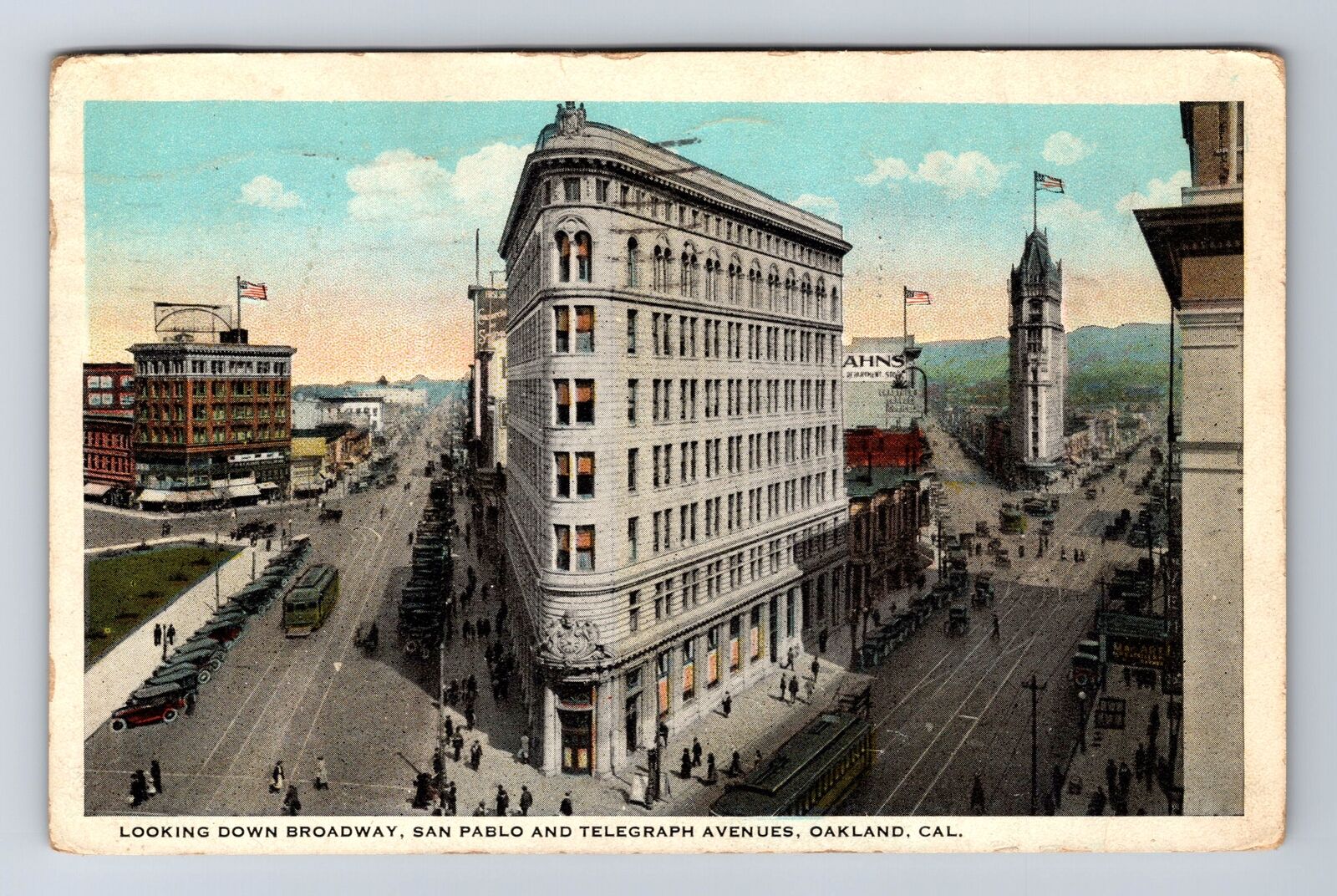Oakland CA- California, Broadway & Two Other Avenues, Vintage c1923 Postcard