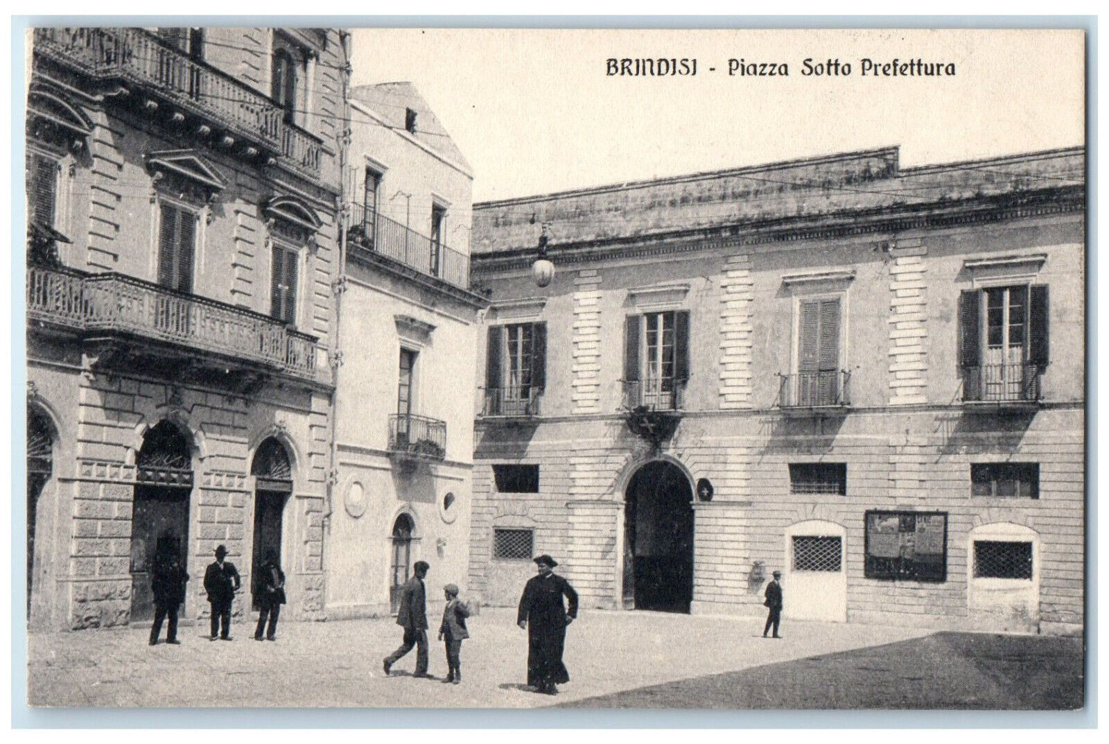 c1910 Square Below Prefecture Brindisi Italy Posted Antique Postcard
