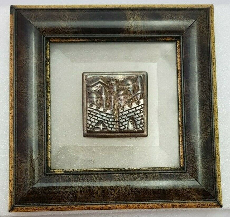 VINTAGE ZADOK ARTS ISRAEL plaque of jerusalem silver 925  SCULPTURE 