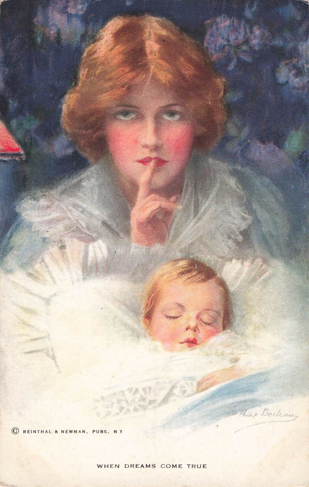 Philip Boileau Artist Signed Postcard Mother and Baby Dreams   c1912  M6