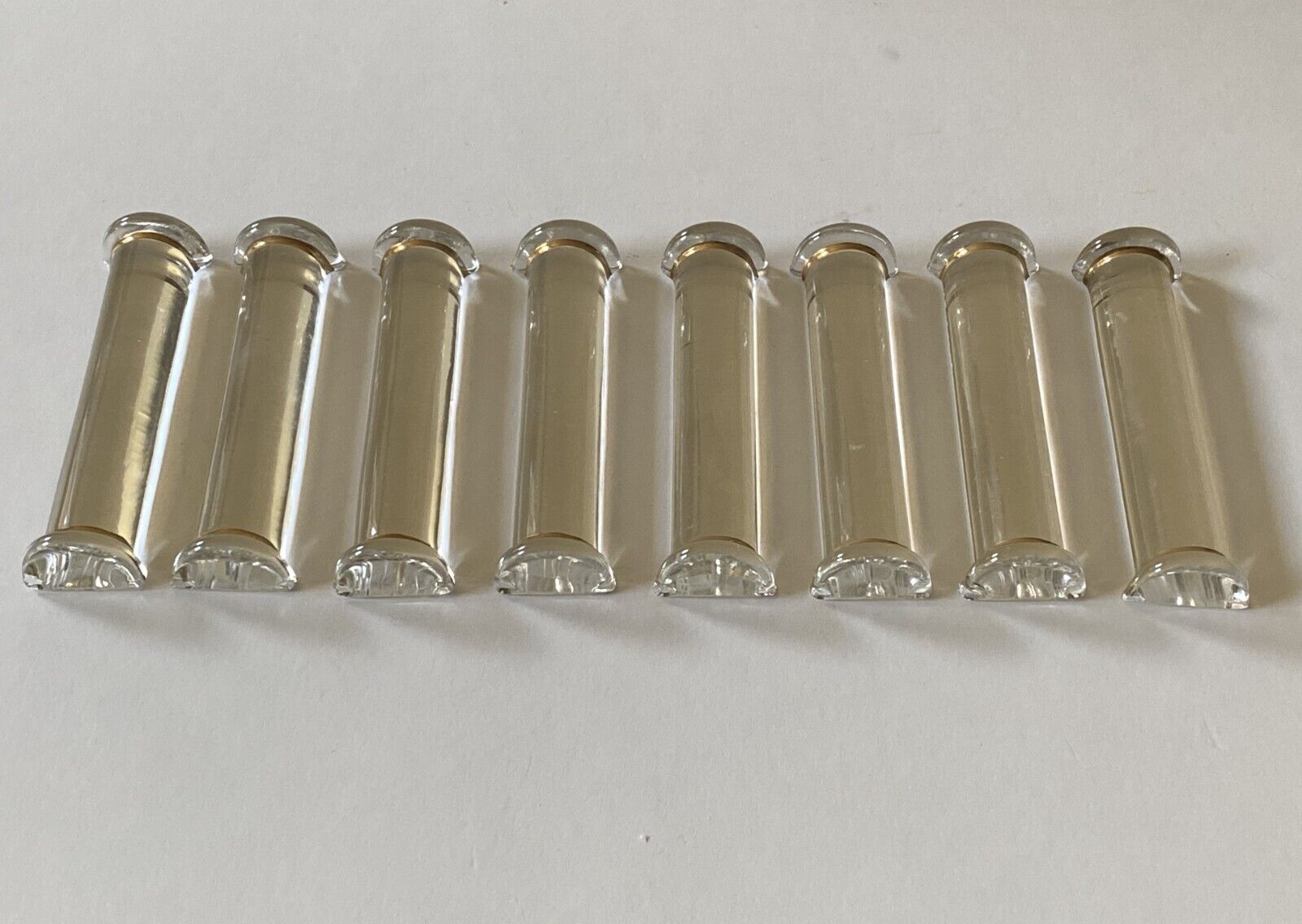 QTY 8 VINTAGE CRYSTAL GLASS KNIFE RESTS AND/OR UTENSIL RESTS WITH GOLD TRIM RARE