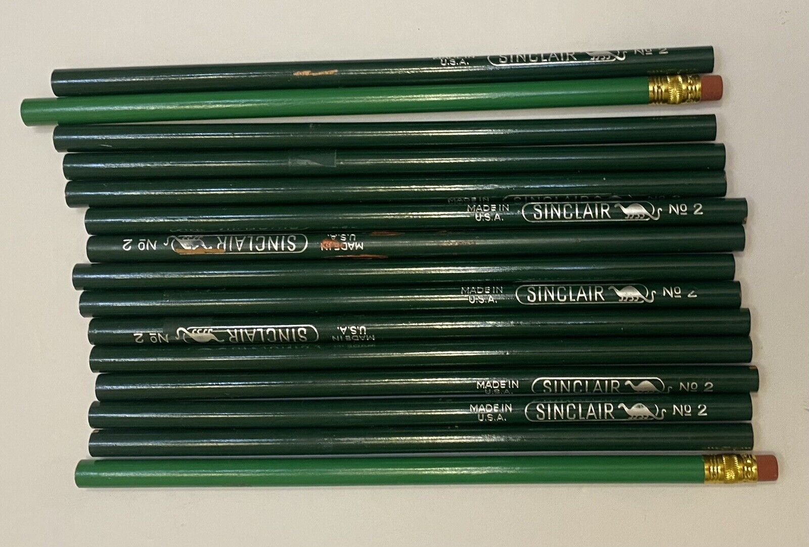 Sinclair Oil #2 Pencils  Lot Of 15 Vintage Sinclair Green Dinosaur - UNUSED