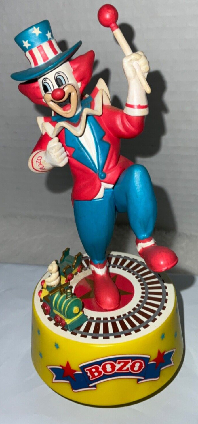 Vtg Bozo The Clown Wind Up Yankee Doodle Dandy Moving Musical Toy 6” CH