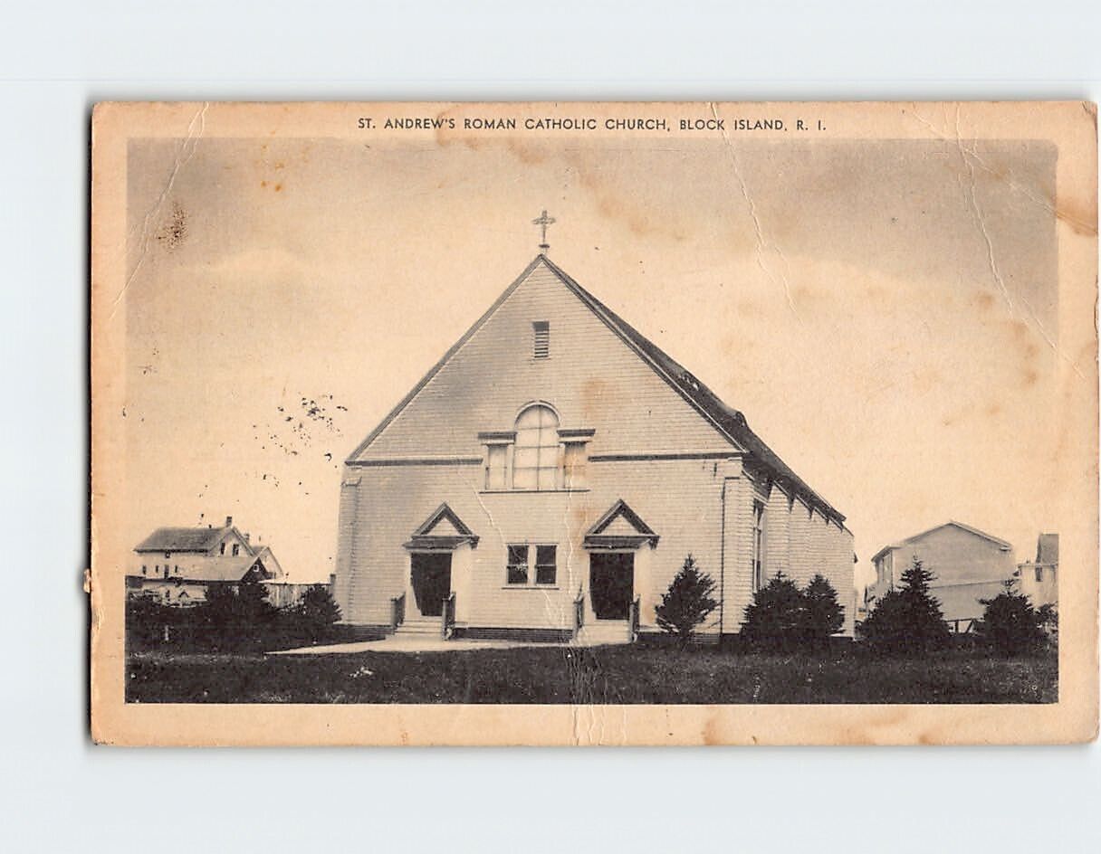Postcard St. Andrew\'s Roman Catholic Church Block Island Rhode Island USA