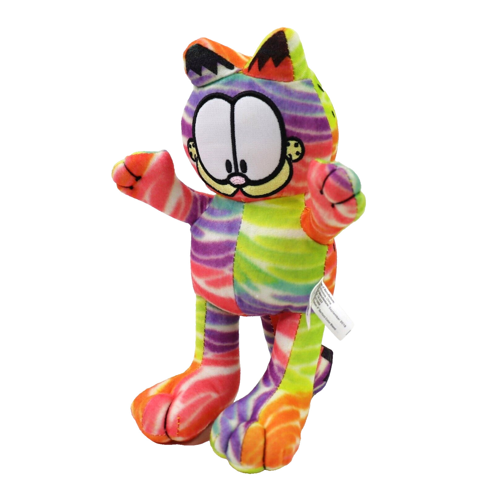 Garfield Plush Stuffed Animal Toy Rainbow Tie Dye Cat 9.5\