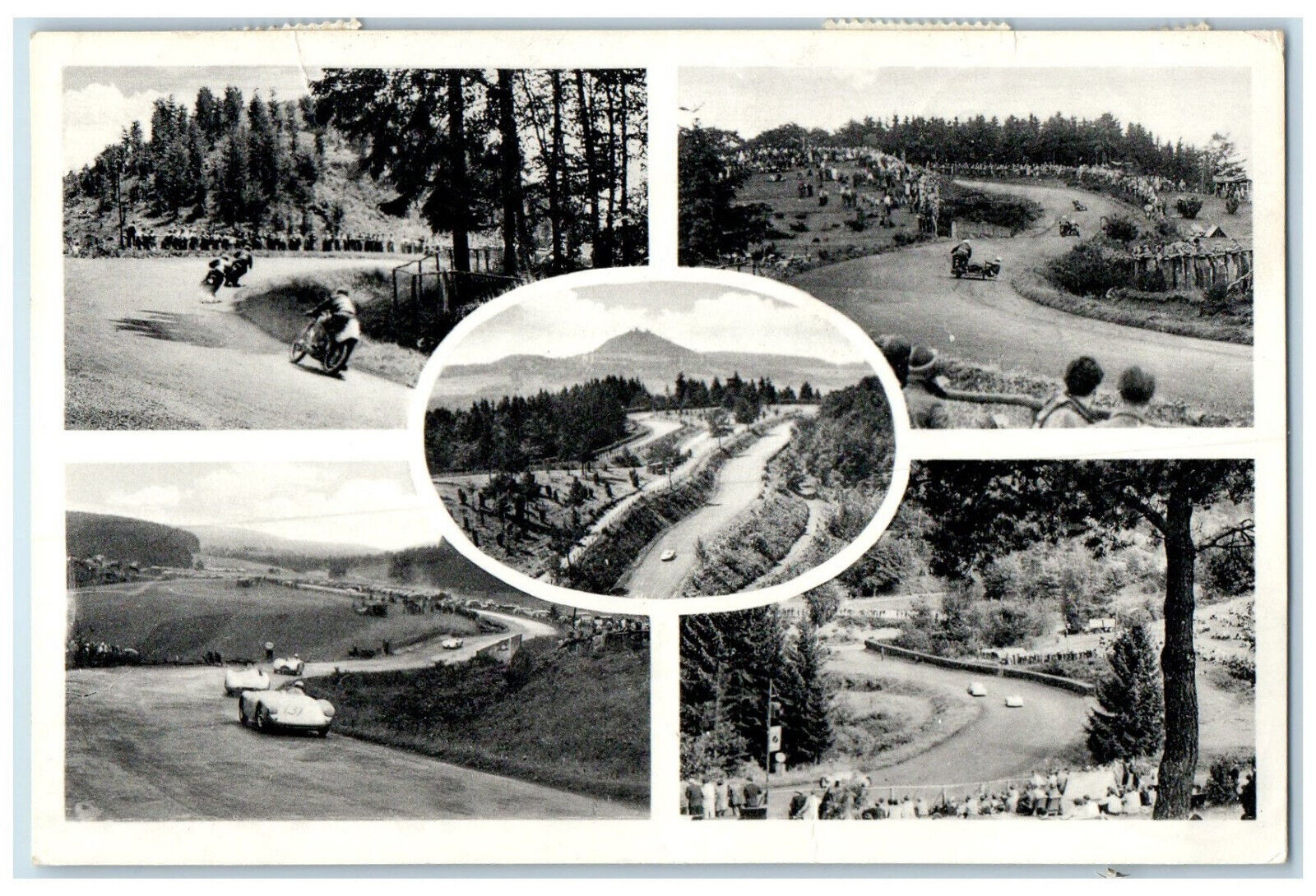 1964 Scene of Nurburgring Race Germany Multiview Vintage Posted Postcard