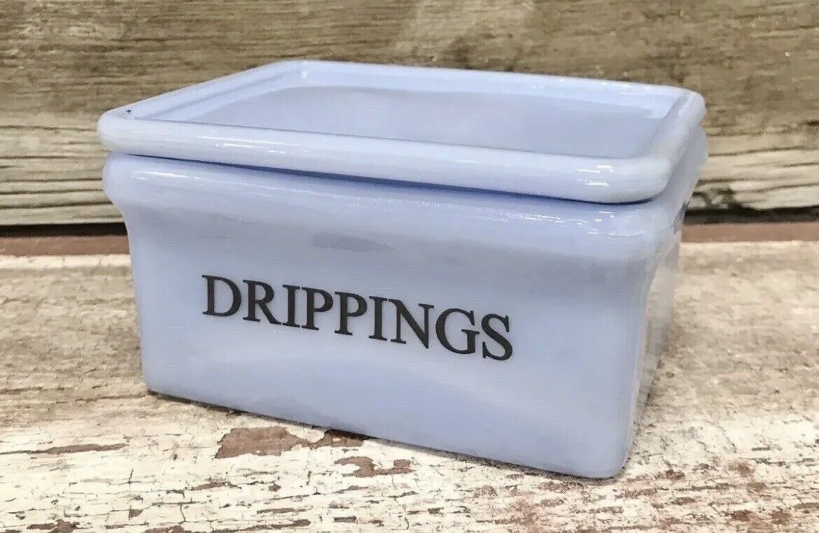 Delphite DRIPPINGS Art Deco Blue Milk Glass Retro Dish w/ Lid