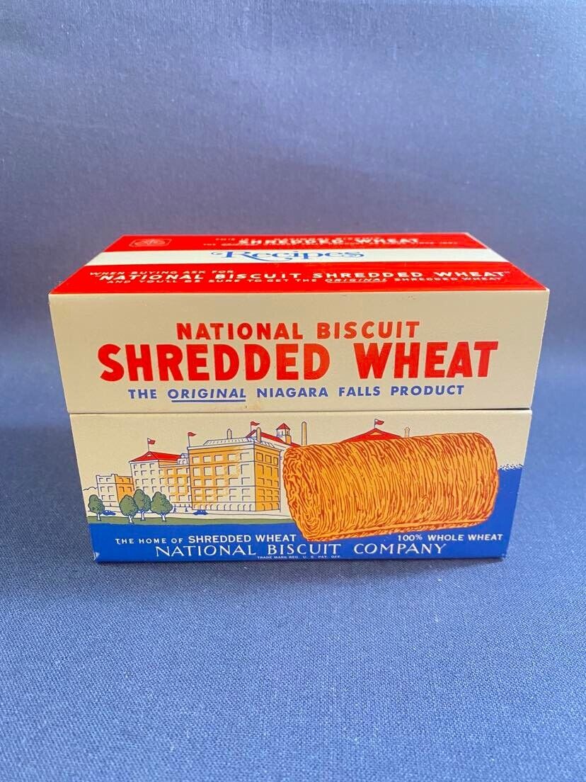 Vintage 1973 Nabisco Shredded Wheat Recipe Box with Original Recipe Cards G1