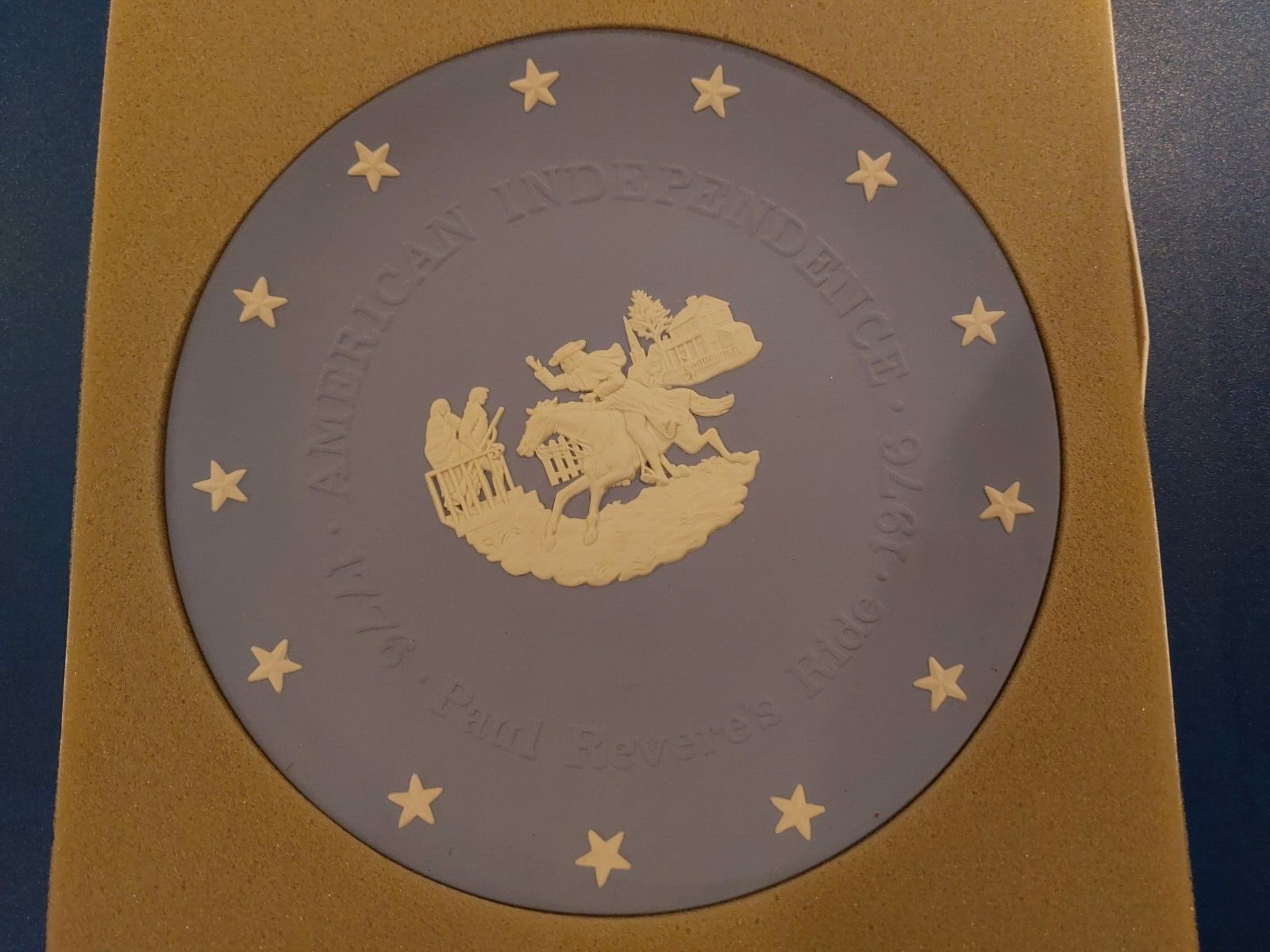 Paul Revere\'s Ride Bicentennial - Blue Jasperware Plate 8\