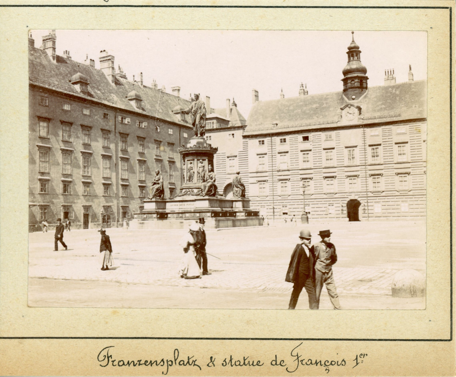 Austria, Vienna, Franzensplatz and the statue of Francis I, ca.1896, vintage c