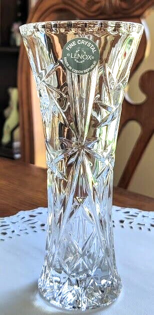 Lenox Lead Crystal Pinwheel Star Bud Vase Made in Czech Republic 6\