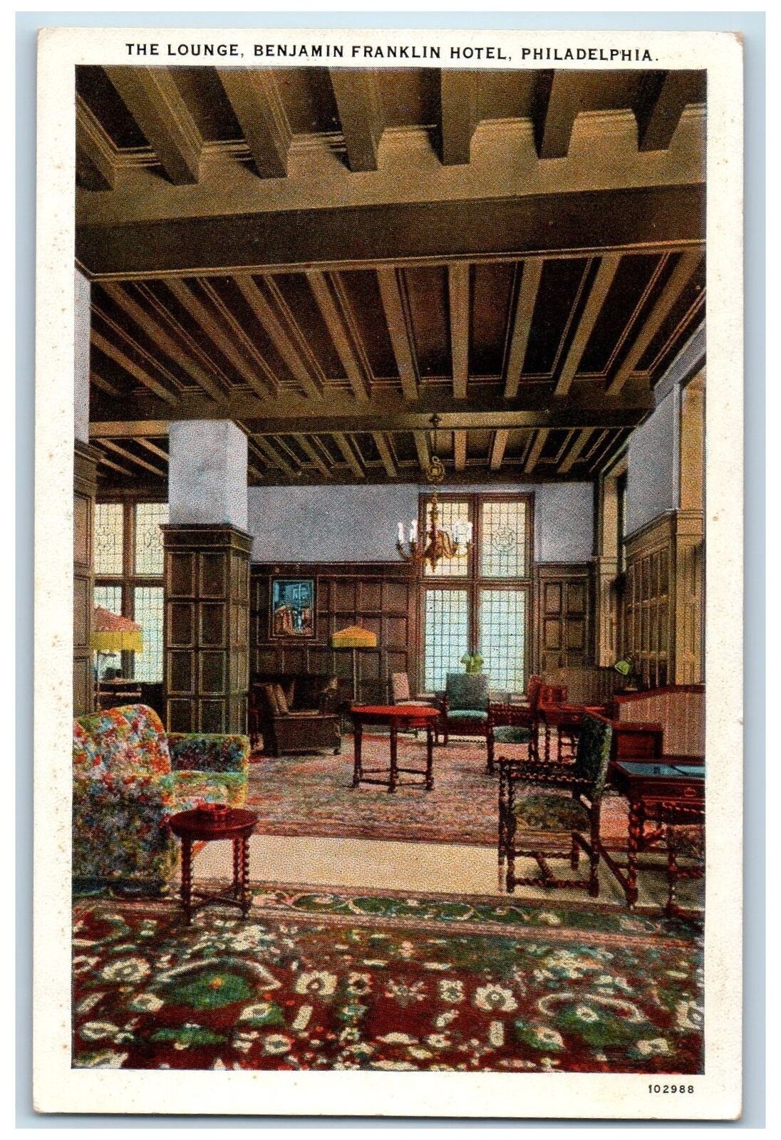 c1920\'s The Lounge Benjamin Franklin Hotel Philadelphia PA Unposted Postcard