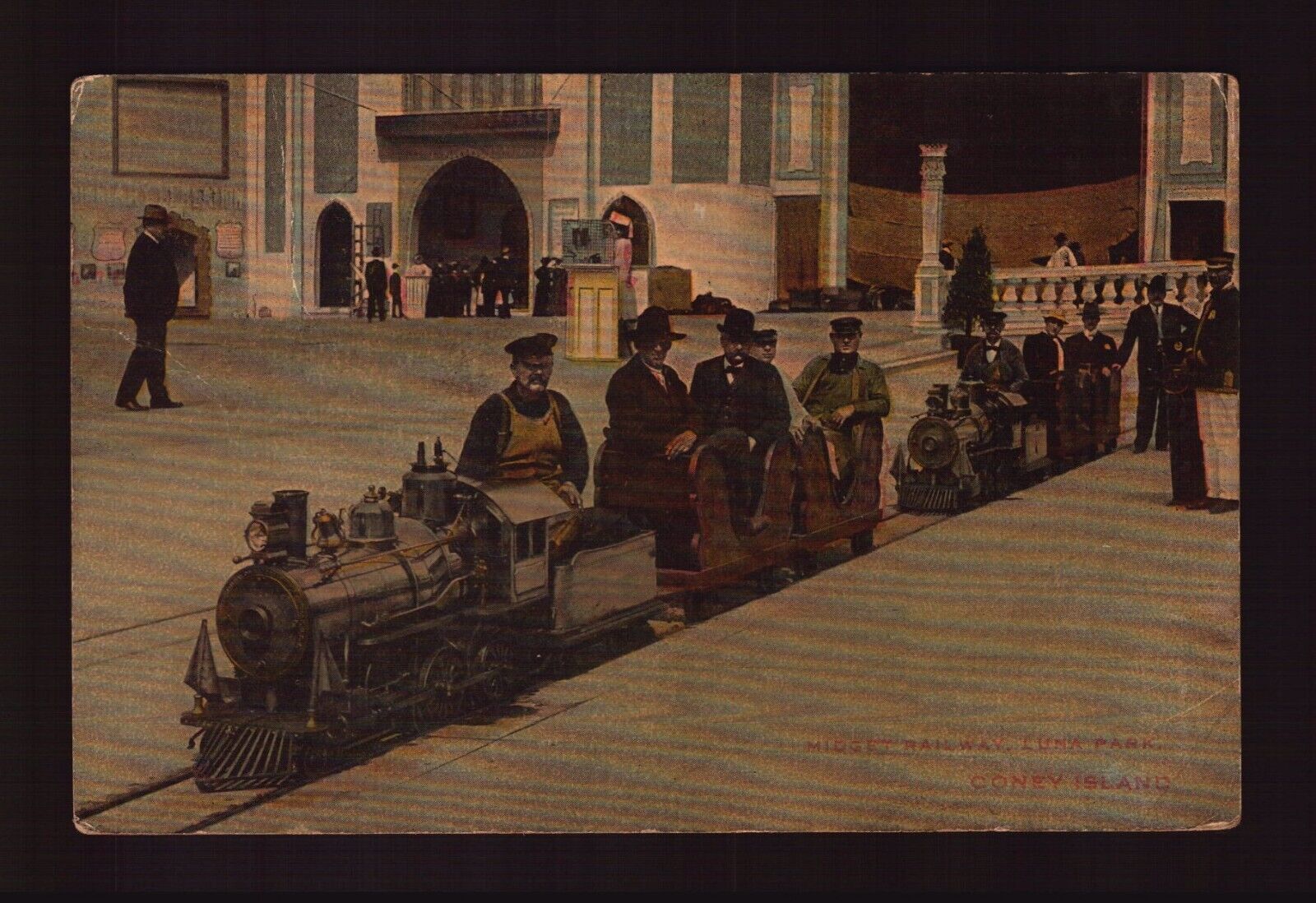 POSTCARD : NEW YORK - CONEY ISLAND NY - LUNA PARK MIDGET RAILWAY 1912 VIEW