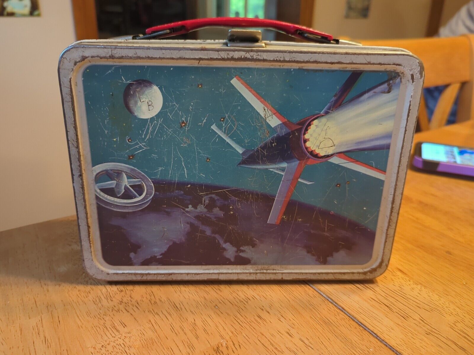 Vintage 1958 Space Satellite Metal Lunchbox American Thermos No Thermos Rare