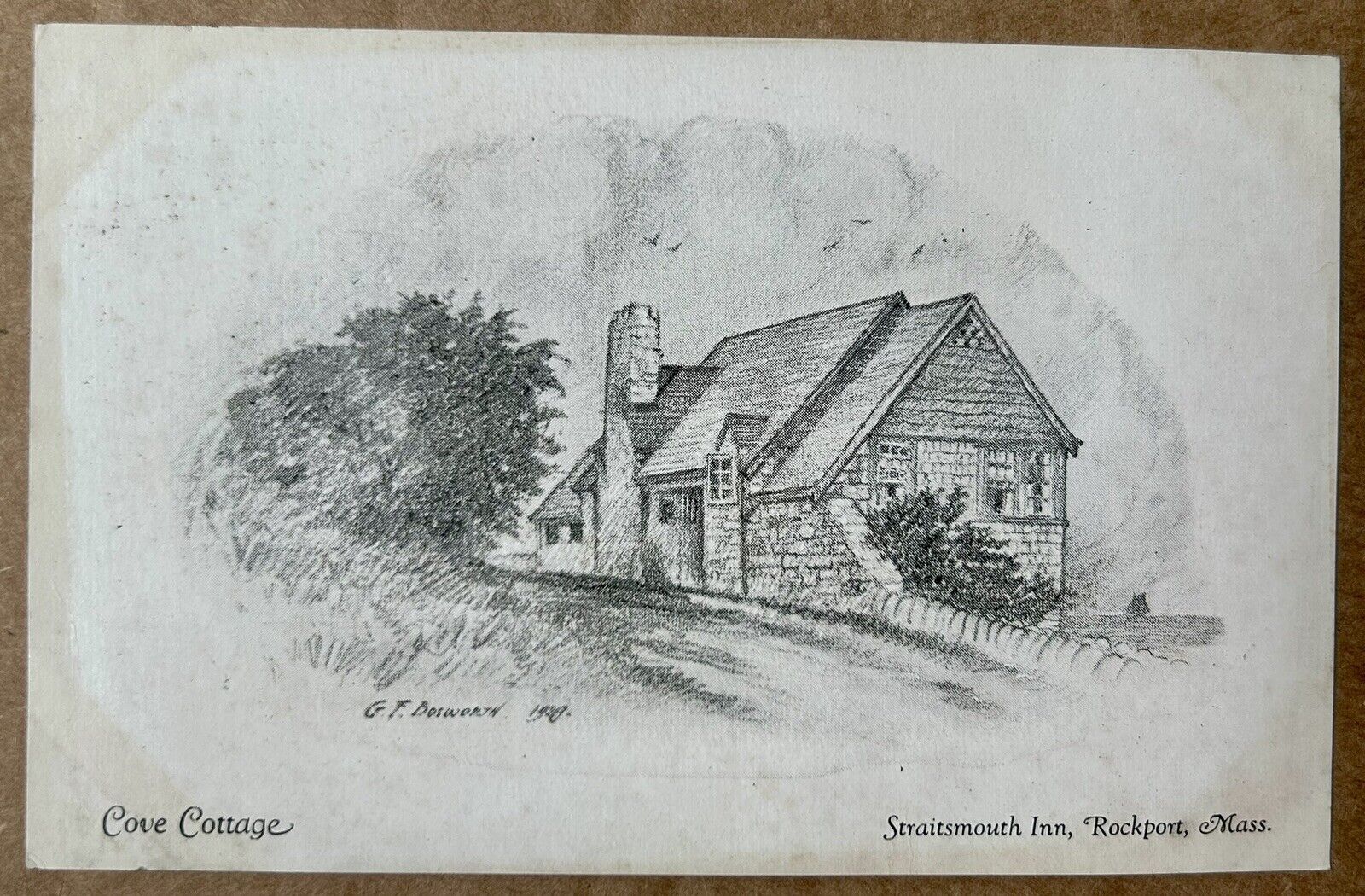 Straitsmouth Inn, Cove Cottage. Rockport Massachusetts Vintage Postcard 1929