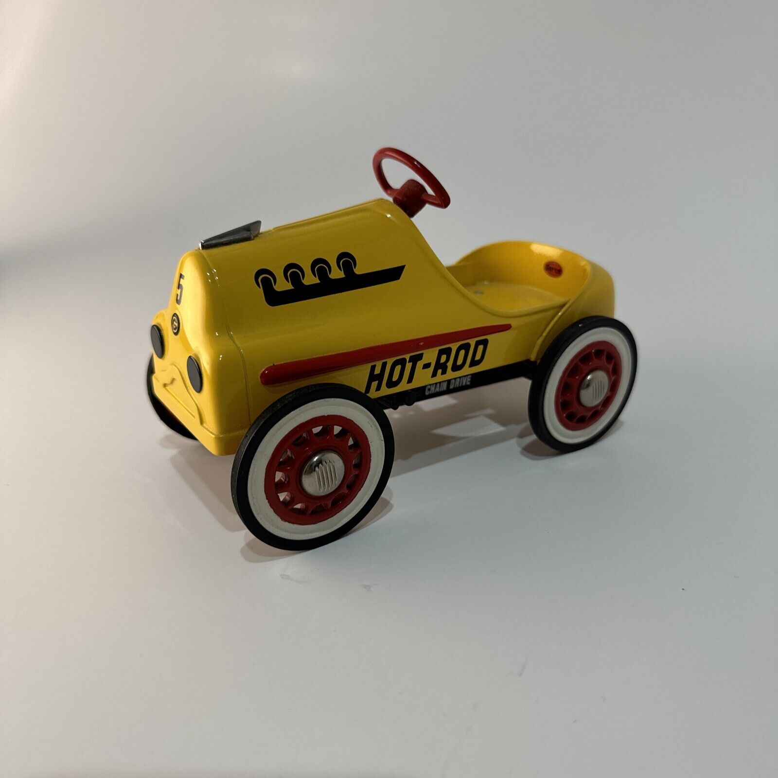 Vintage 1996 Garton Hallmark Yellow Hot Rod Racer Kiddie Classics Pedal Car Toy