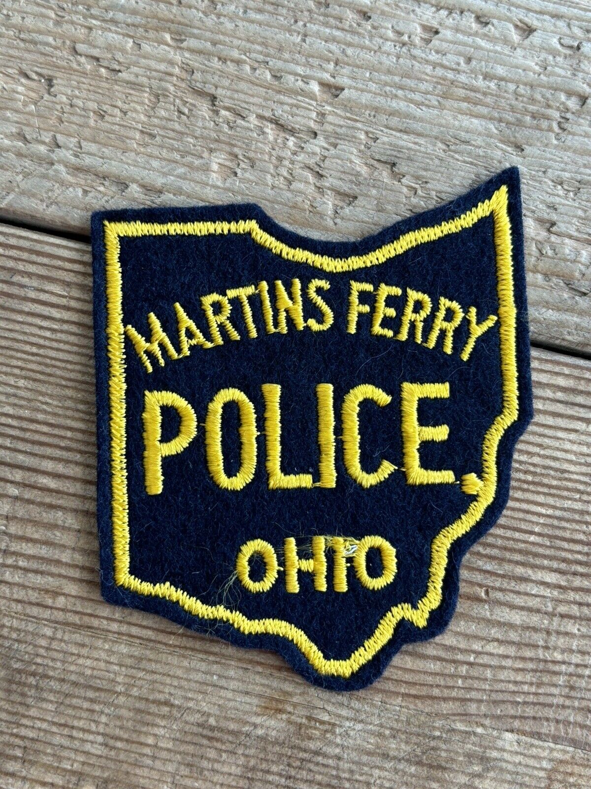 Martins Ferry Ohio OH Police Shoulder Patch New Rare State Shape Shaped