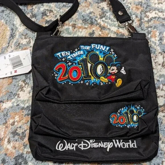 Disney Parks Walt Disney World black triple bag crossbody purse NWT