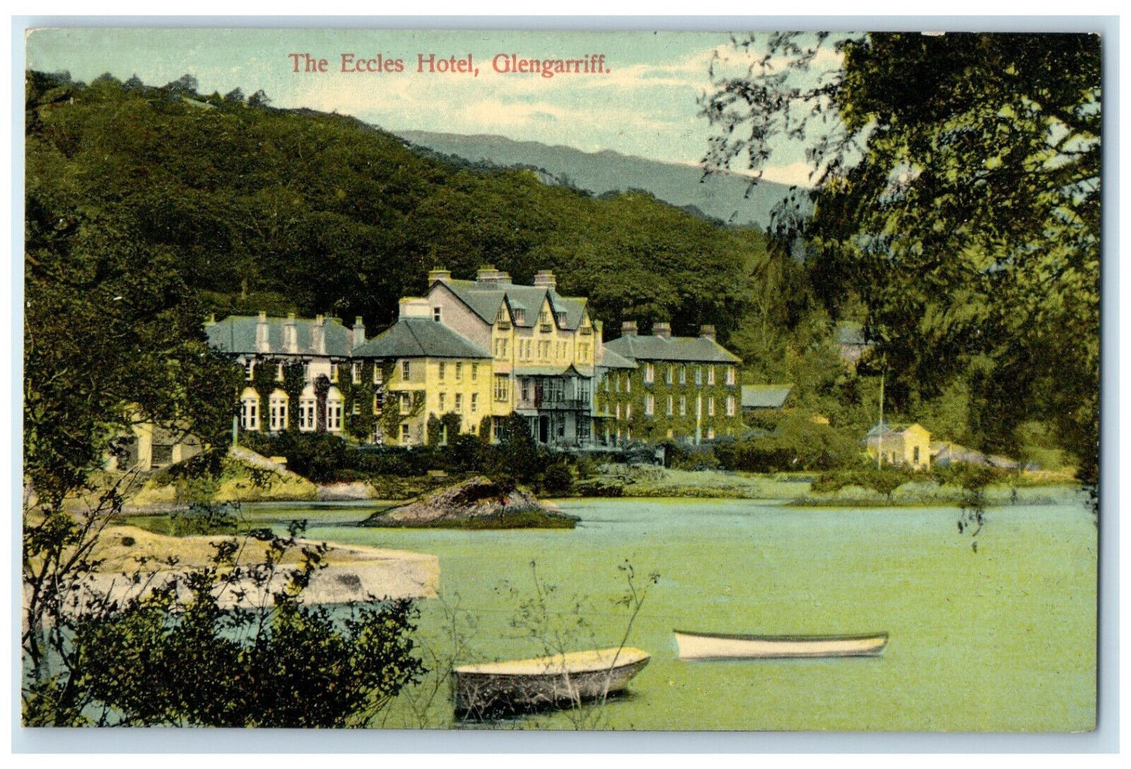 c1910 Boat Scene The Eccles Hotel Glengarriff Ireland Antique Postcard