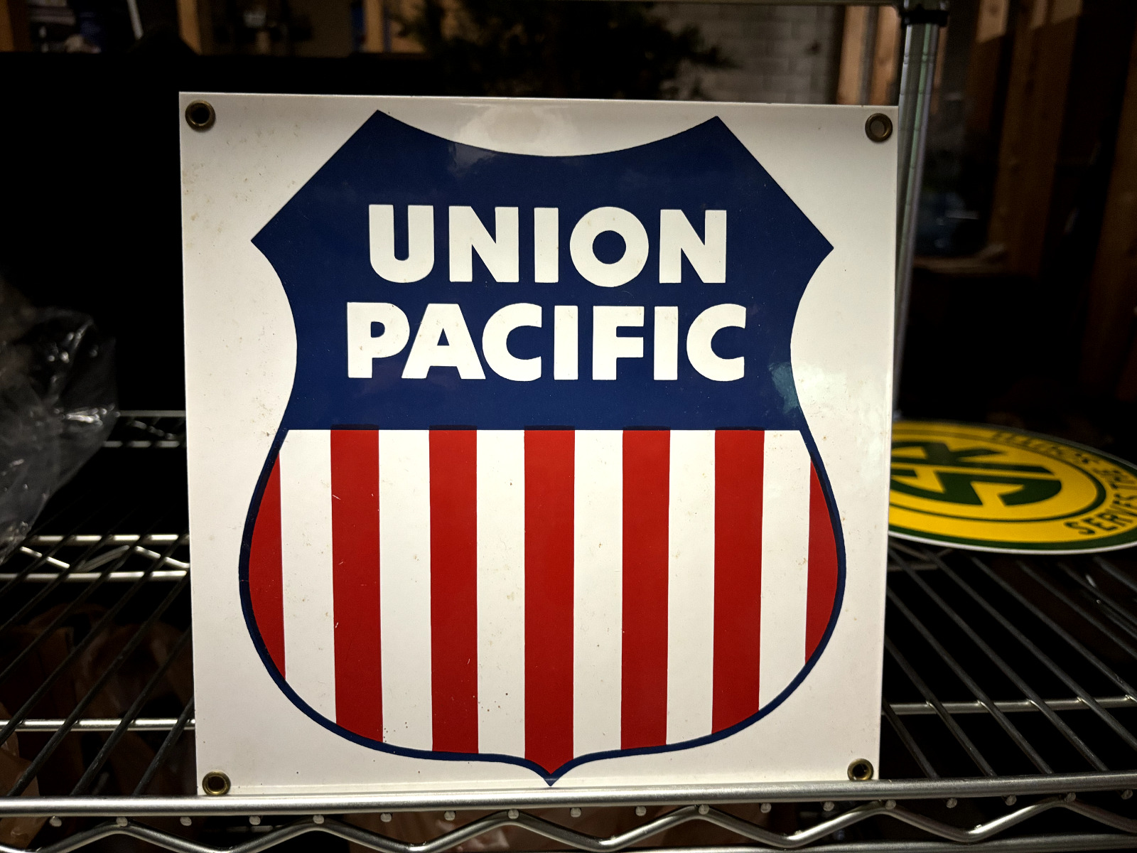 Union Pacific Railroad Ande Rooney Porcelain Sign