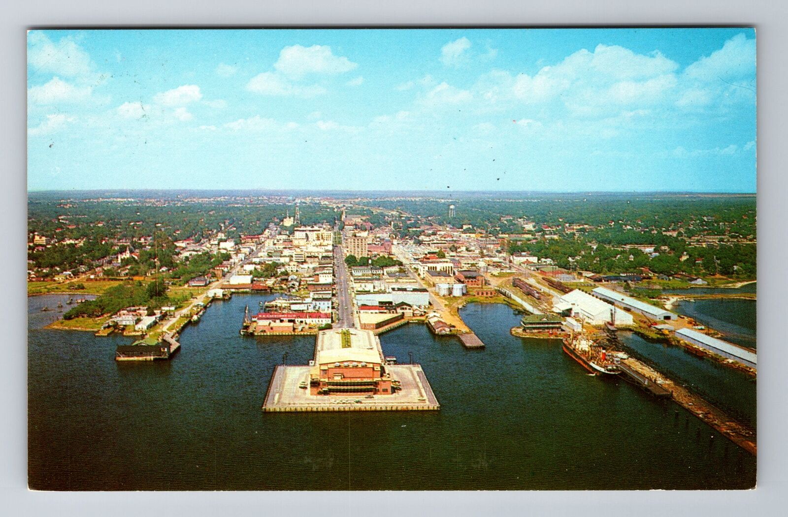 Pensacola FL-Florida, Aerial Of Town Area, Antique, Vintage Souvenir Postcard