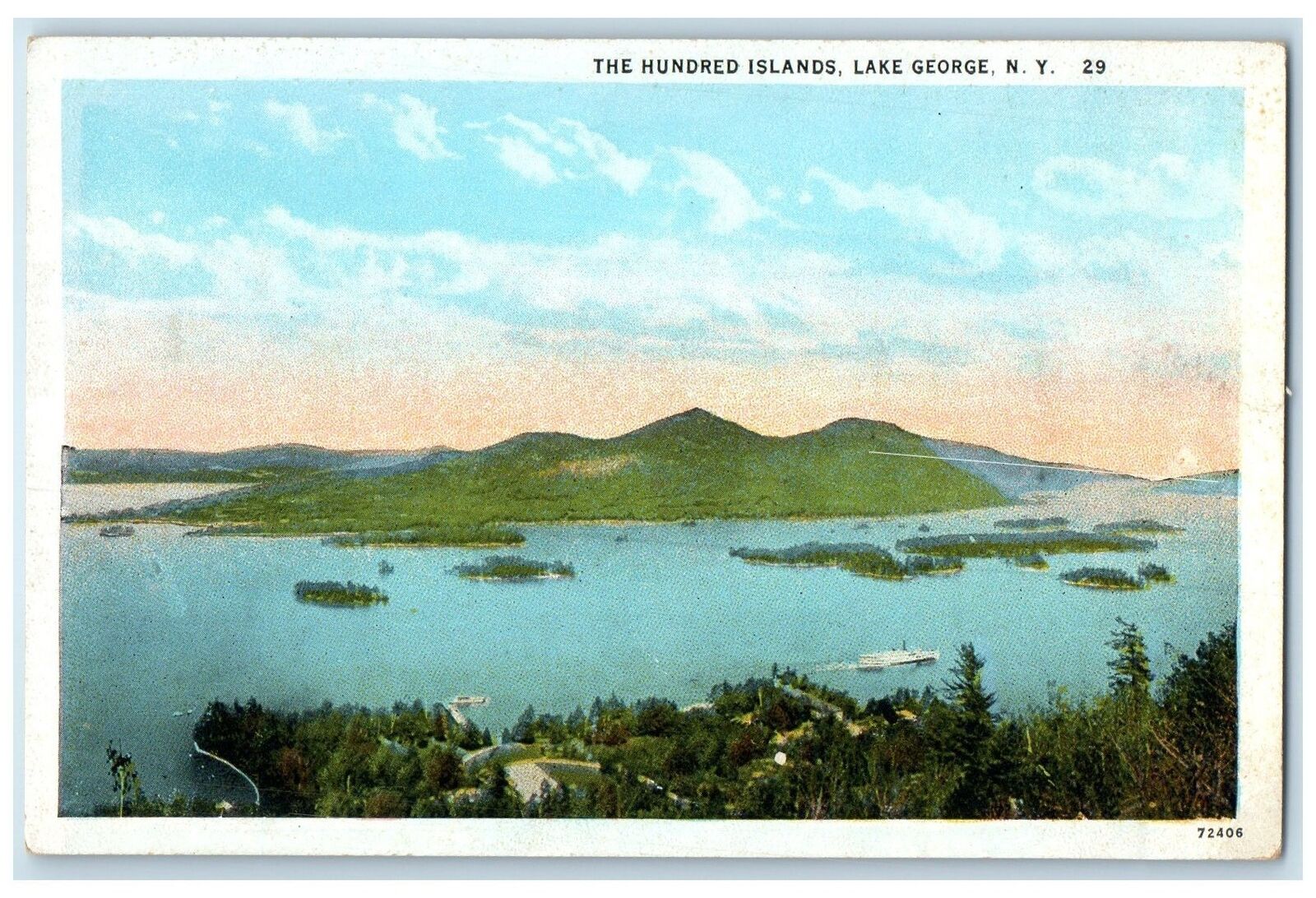 c1920\'s The Hundred Islands Islets Aerial View Lake George New York NY Postcard