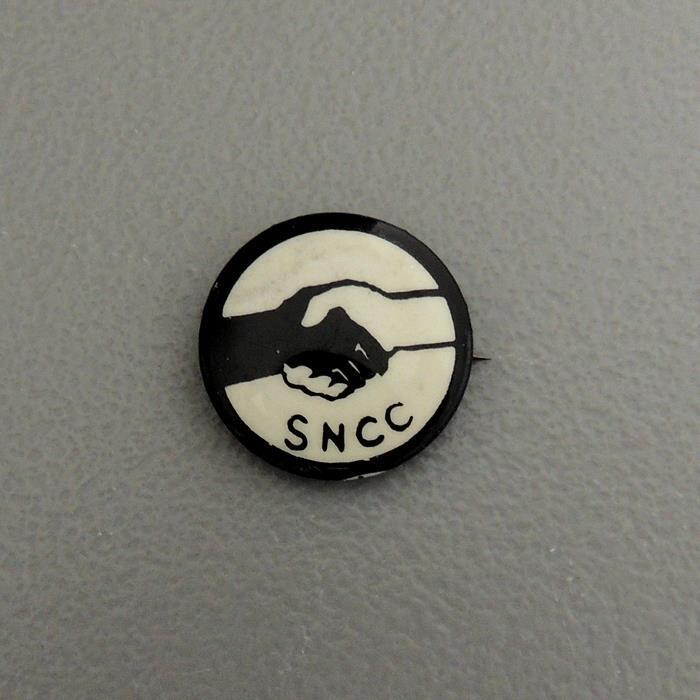 SNCC Student Non-Violent Comm Civil Rights B&W Handshake Cause Pinback Button