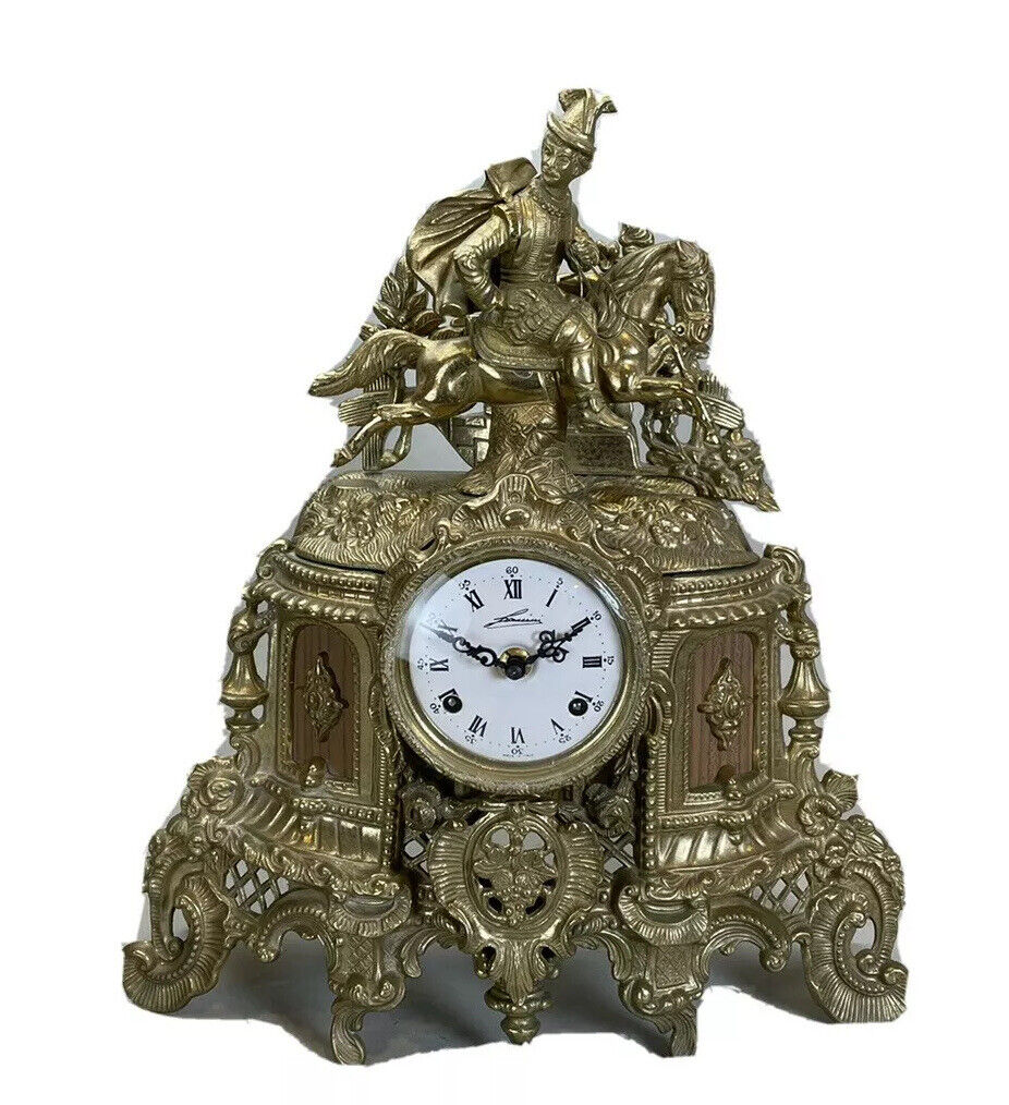 Italian Brass Mantle Clock Signed Lancini