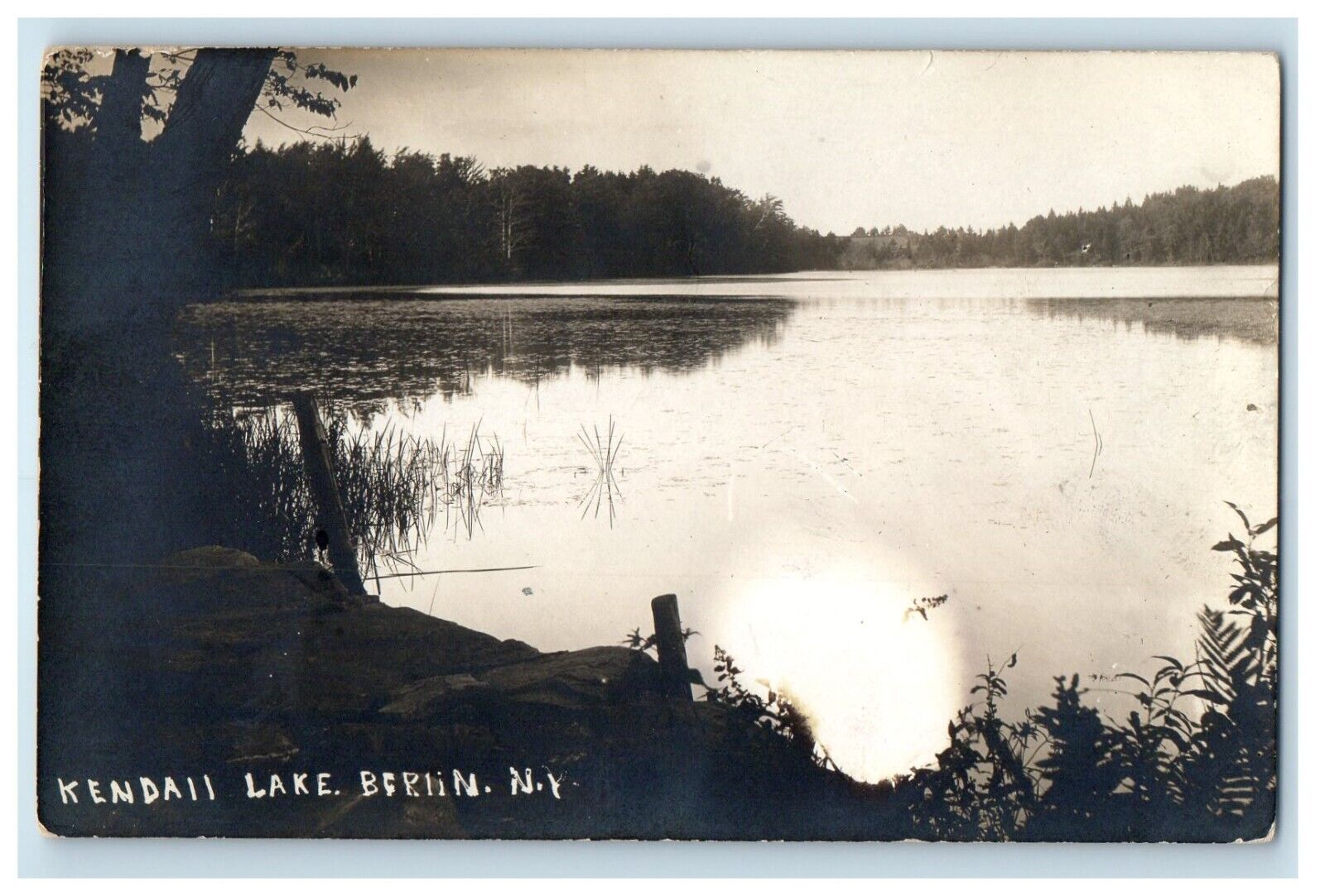 1912 View Of Kendall Lake Berlin New York NY RPPC Photo Posted Antique Postcard