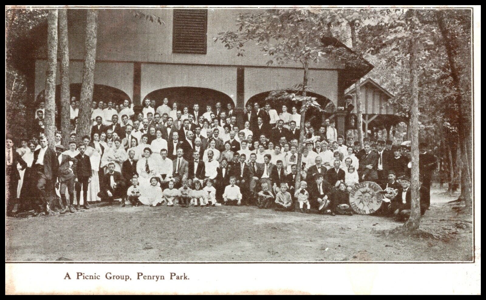 C1920s Penryn PA Park Picnic Group Lebanon Band Photo Pennsylvania Postcard 617