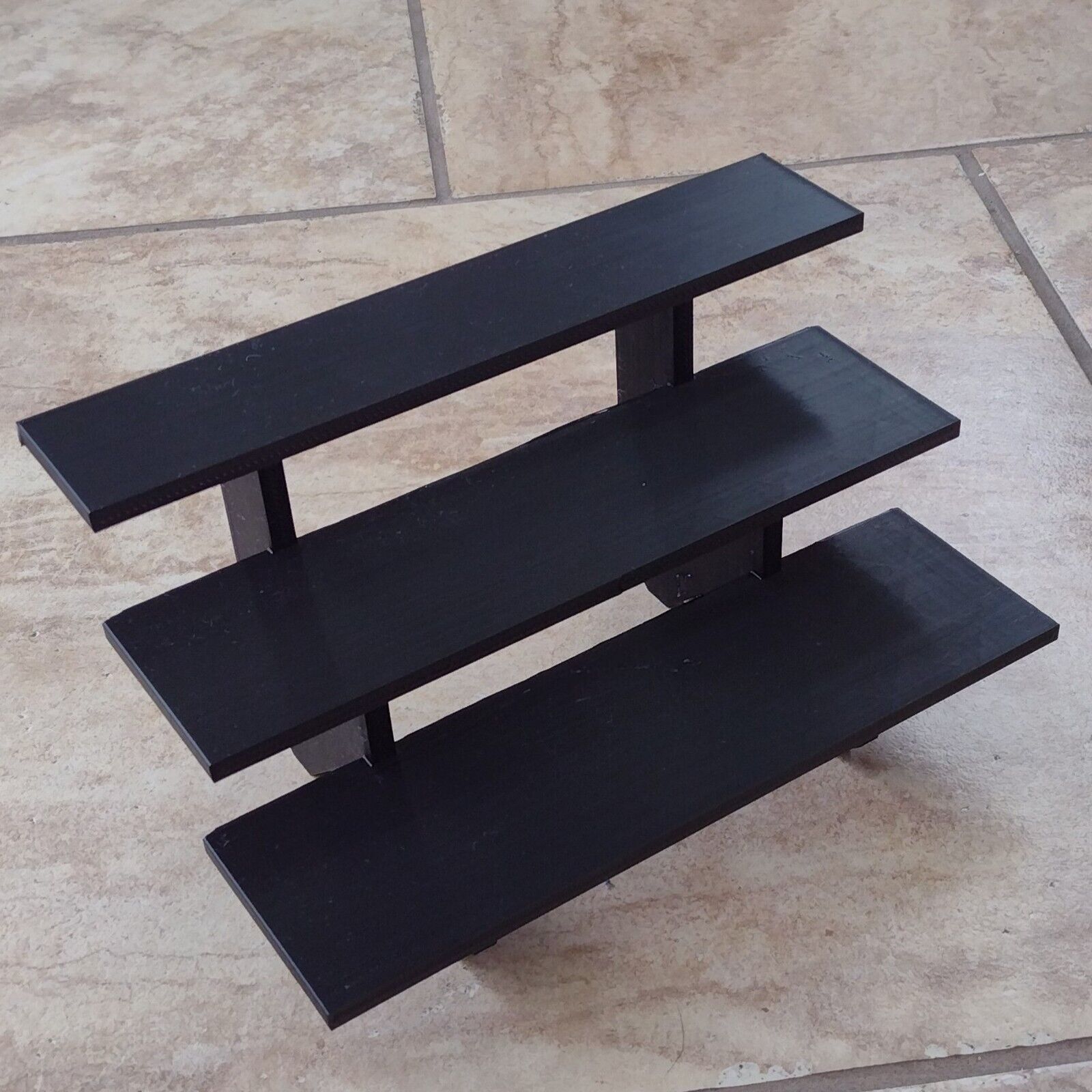 10 inch 3-Tier Black Figurine Display Shelf / Stand with Equal Length Shelves