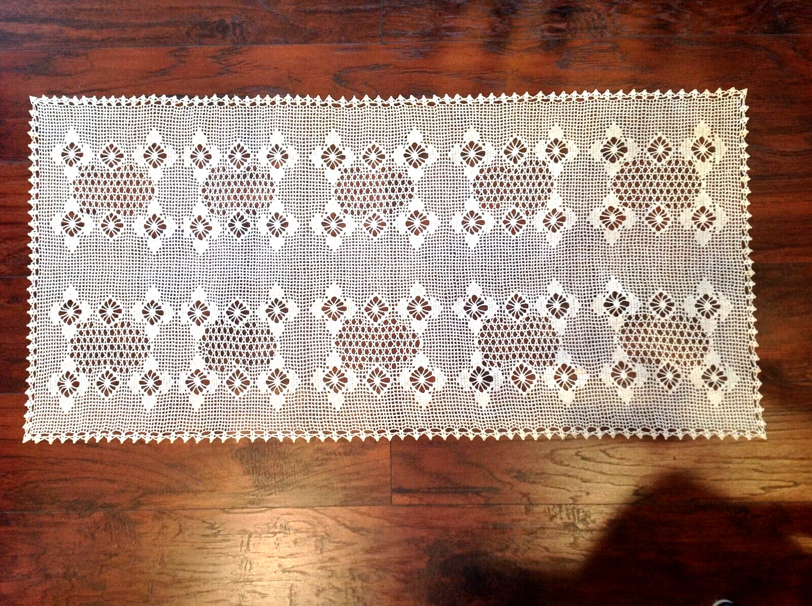 Table Runner Dresser Scarf - Vintage Hand Crocheted