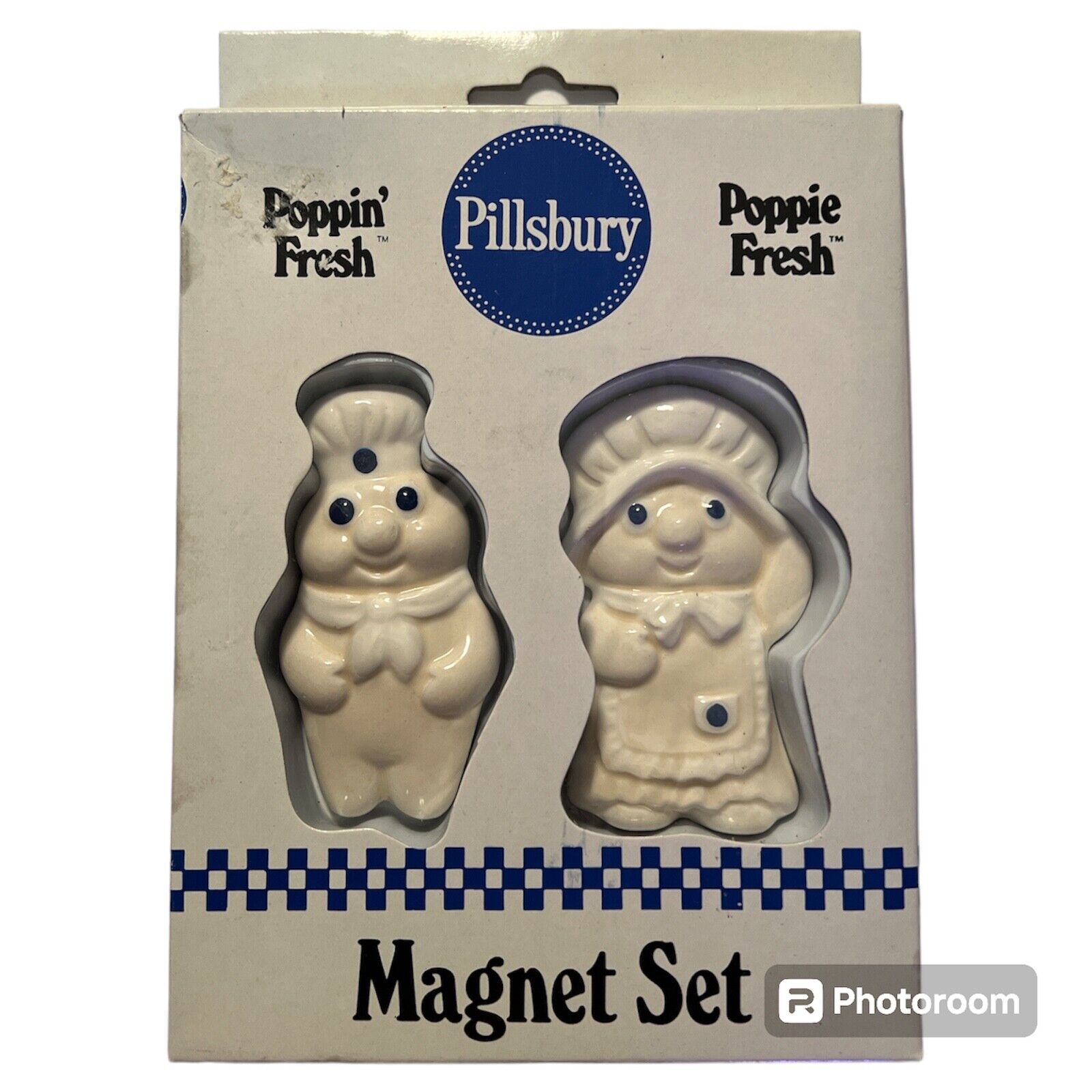 1988 Vintage Pillsbury Dough Boy and Girl Magnet Set Ceramic NOS