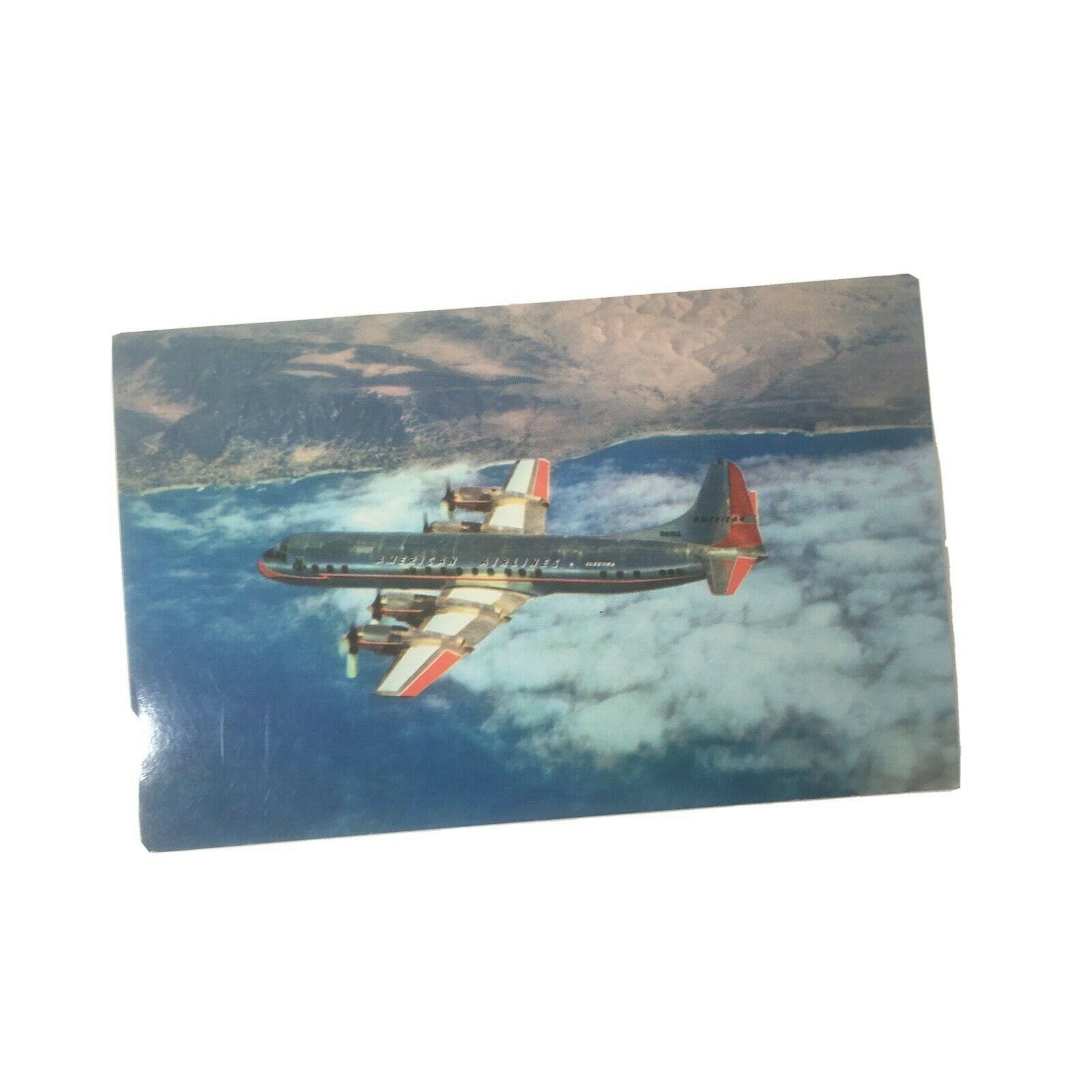 American Airlines Postcard Chrome Electra Airplane Vtg 1960 Un Posted 