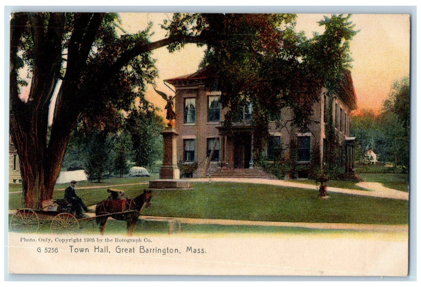 c1905 Horse Carriage Town Hall Great Barrington Massachusetts MA Postcard