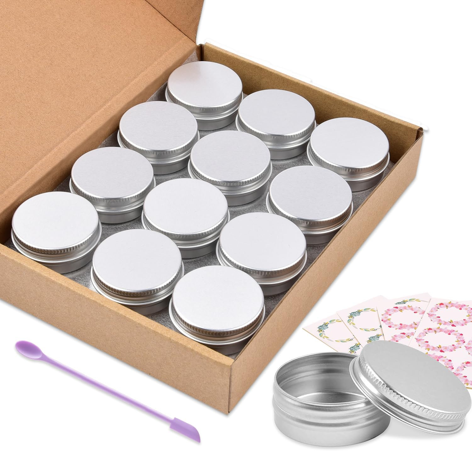 Aluminum Tin Cans 24pcs 1/2 Oz Metal Round Tins Containers Diy Hand Cream Lip Ba