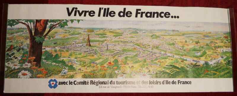 Original large poster PARIS 147 x 68 Vivre l'ile France affiche