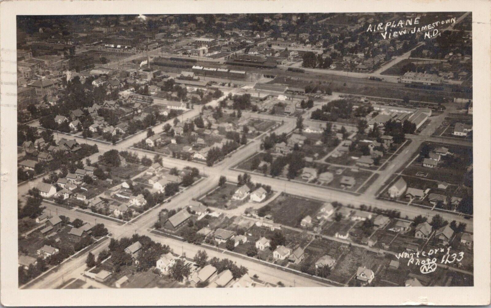 RPPC ** Jamestown North Dakota Birdseye View of the Town 1933
