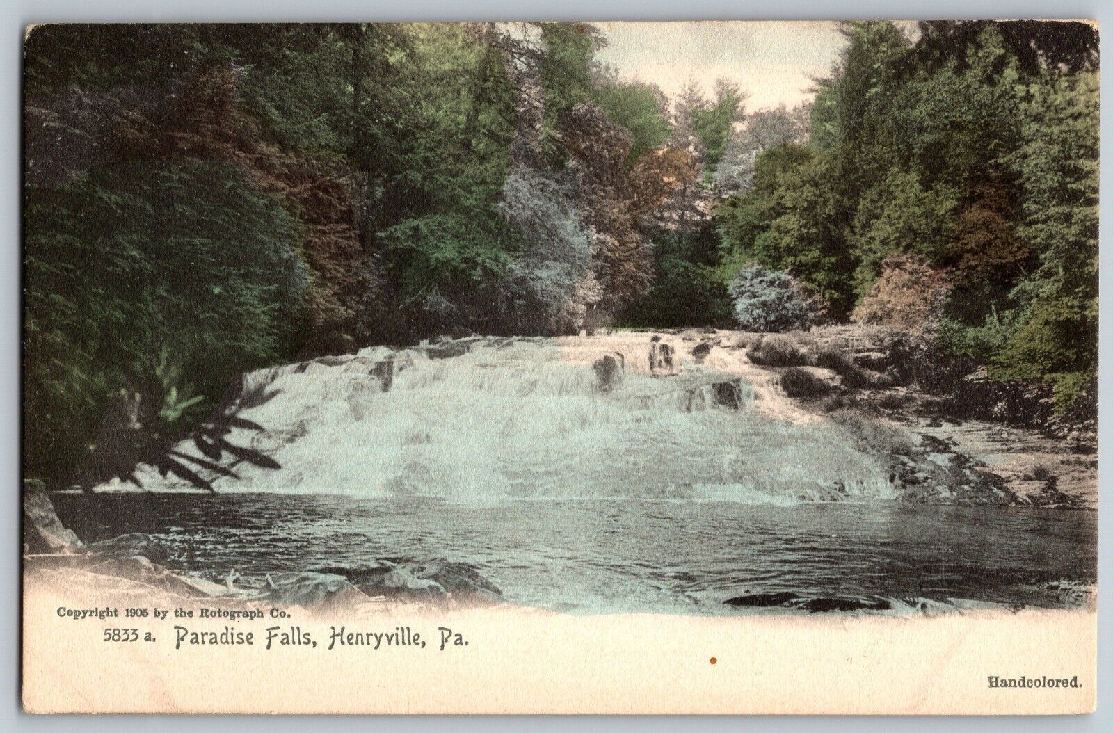 Henryville, Pennsylvania PA - Paradise Falls - Waterfalls - Vintage Postcard