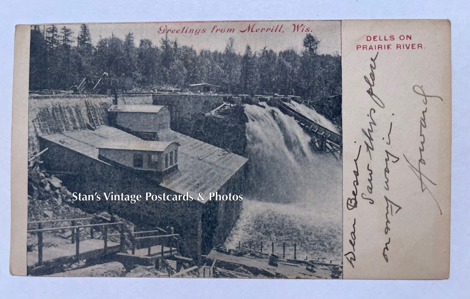 Merrill, Wisconsin Dells On Prairie River ~1905 Postcard 