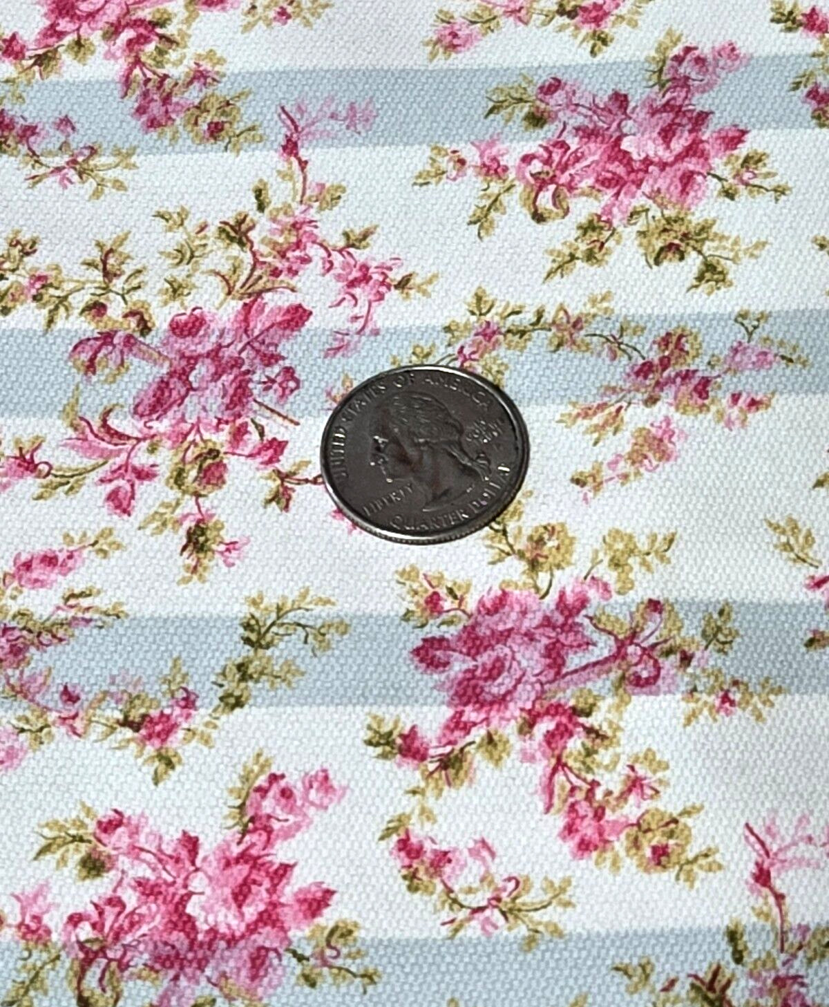 VTG 1960\'S 70\'S MOD MCM HIPPIE STRIPED PINK ROSES HEAVY FABRIC 4.5 YD