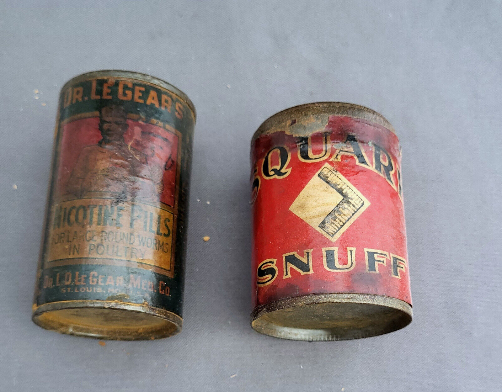 Vintage Lot of Square Snuff & Dr LeGears Nicotine Pills - TINS