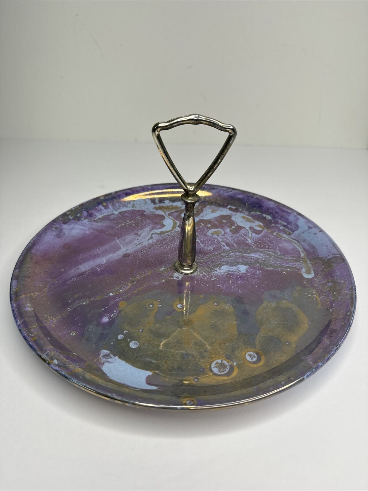Vintage Homer Laughlin Rhythm Handled Serving Plate Purple Swirl
