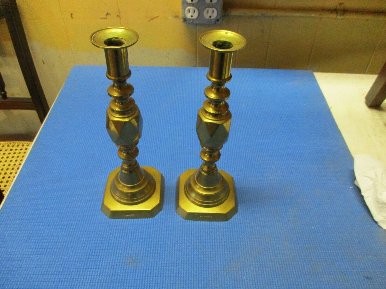 Pair Of Antique English Brass Push Up Candle Sticks