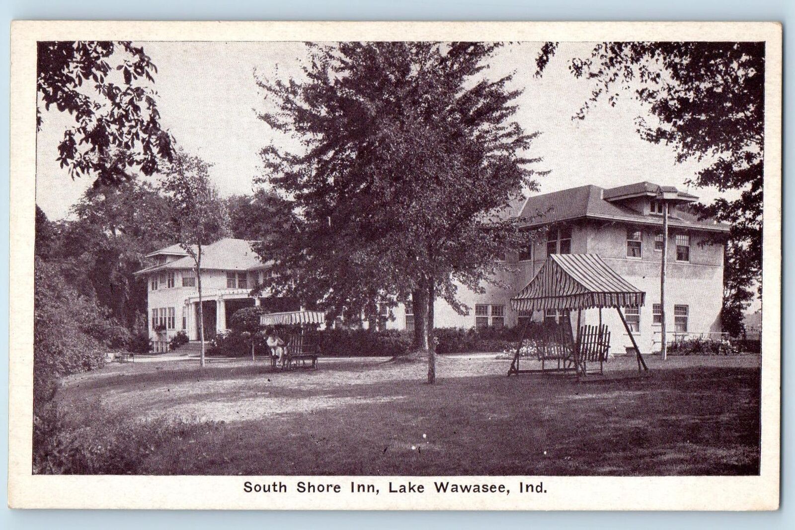 Wawasee Indiana IN Postcard South Shore Inn Scenic View c1920\'s Antique Trees
