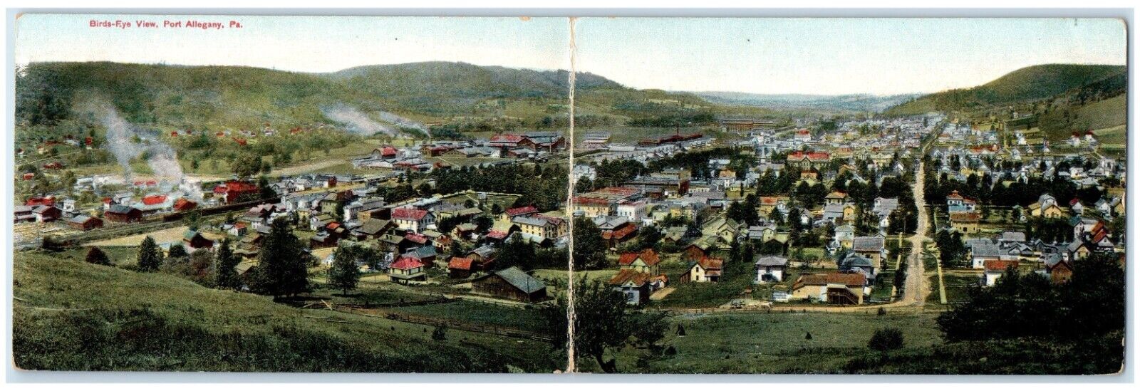 c1910's Bird's Eye View Port Allegany Pennsylvania PA Posted Antique Postcard
