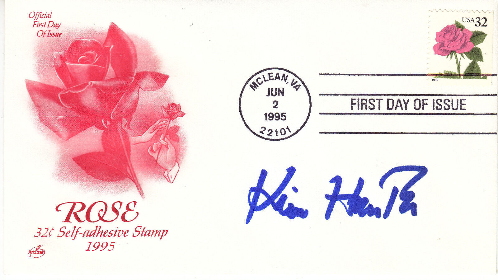 KIM HUNTER (1922-2002) hand signed 1995 FDC first day cover autographed - Rose