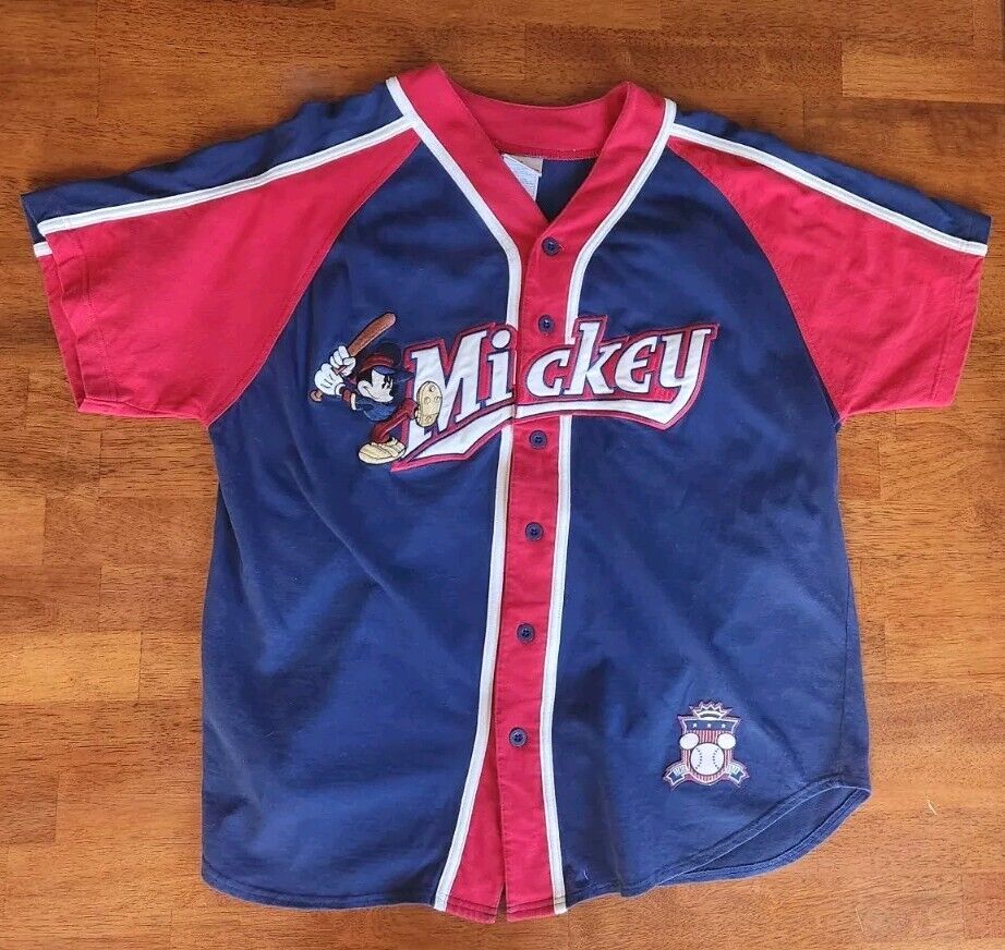 Vintage 90’s Disney Mickey Mouse Spellout Graphic Baseball Jersey Adult M